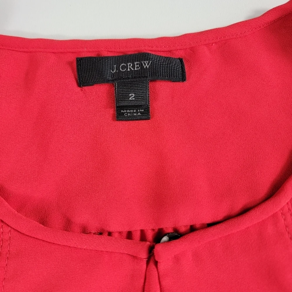 J. Crew Red Sleeveless Keyhole Front Top Blouse Size 2